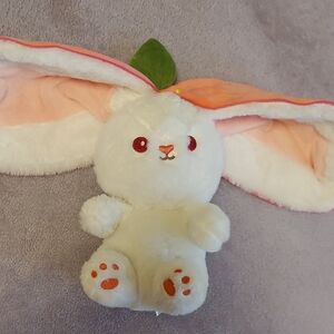 Adorable White Bunny Plush with Peach Ears